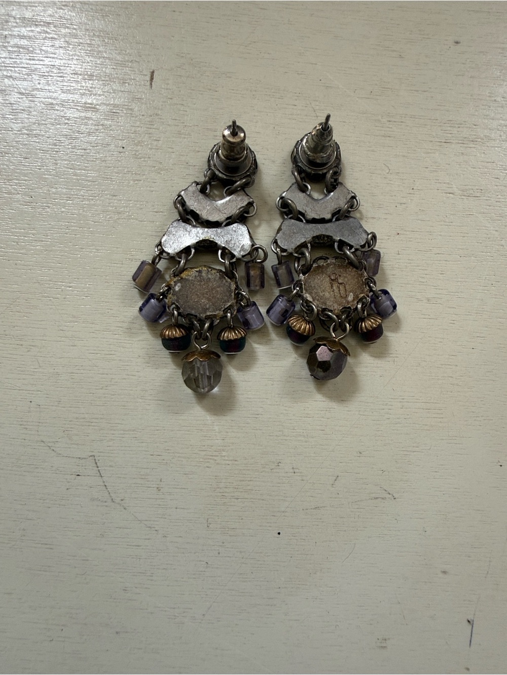 2 pairs of Bohemian Mixed Gemstone Drop Earrings - Turquoise & Purple - Picture 4 of 4